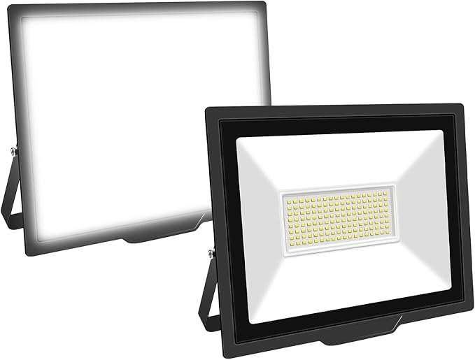 Willpower Outdoor LED Floodlights 2pcs 100W 10000LM IP66 Waterproof Security Lights Daylight White 6500K Wall Light for Garden Garage Yard Lawn Court Patio