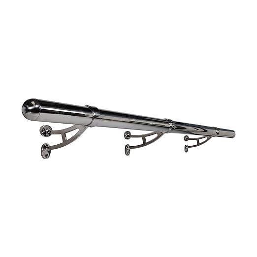 Outwater 2 Diameter x 12 Feet Long Stainless Steel Bar Mount Foot Rail Kit – Polished Chrome Finish with Domed End Caps