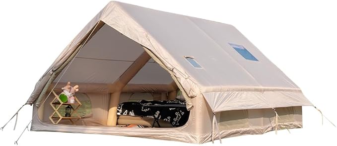Inflatable Tents for Camping Blow Up Tent with Hand Pump Easy Setup 4 Season Inflatable Tent with Mesh &amp Chimney Window. Waterproof Oxford Air Tents for Camping 4/6/8/10/12