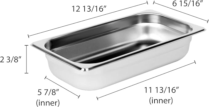 TrueCraftware- Third Size 2-1/2 Deep Stainless Steel Anti-Jamming Steam Table Pan 22 Gauge- Chafing Steam Food Pan Anti-Jam Steam Table Hotel Pan for Restaurant Family Events Personal Catering Use