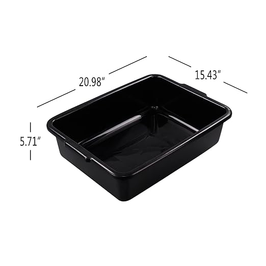 4-Pack 24 L Commercial Bus Box Plastic Utility Bus Tubs Black