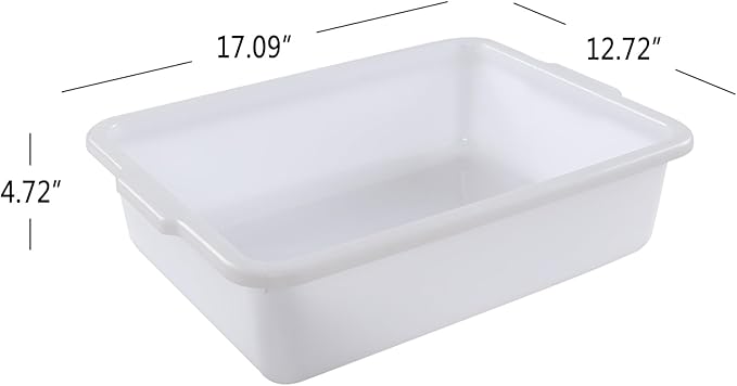 Morcte 3-Pack 13 L Commercial Bus Box Plastic Bus Tub White