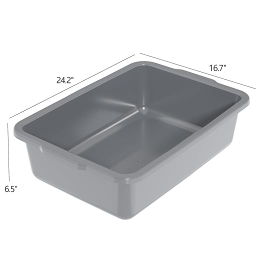 35 L Commercial Bus Box Plastic Utility Bus Tubs 4-Pack Gray