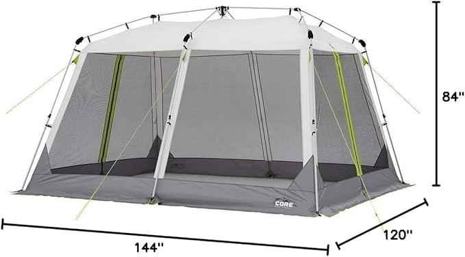 CORE 12'x10' Instant Screen House | Folding and Portable Large Pop Up Canopy Shelter with Included Carry Bag | Perfect for Family Camping Outdoor Picnic Backyards BBQ Tailgate Patio and Party