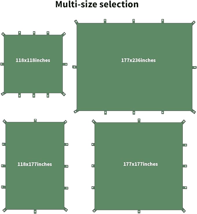 Wind Tour Portable Multifunctional Tent Footprint Traveling Awning Backpacking Tarp Rain Fly Tarp Tent Waterproof Shelter Outdoor Camping Tarp Sun Shelter for Hiking Beach (Green-118×177 in) Blue