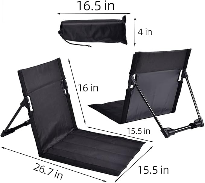 Outdoor Camping BackrestLightweight Foldable ChairPark Leisure backrestBeach Portable Single Lazy ChairAluminum Lazy Comfortable Backrest (Carbon Black)