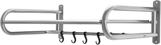 Microwave Oven Shelf Wall Mount Stainless Steel Over The Stove Bracket Holder with 6 Hooks Microondas Rack for Dorm Apartment Kitchen Bedroom W20.8 X D14.9 X L7.1in