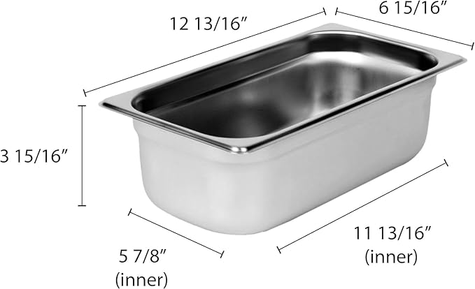 TrueCraftware- 1/3 Size 4 Deep Stainless Steel Anti-Jamming Steam Table Pan 22 Gauge- Chafing Steam Table Pans Catering Food Storage Metal Pan Hotel Pan for Restaurant Events Catering Use