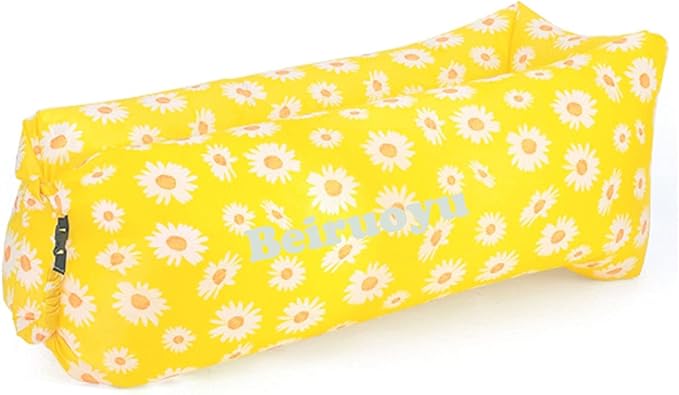 Inflatable Lounger Air Chair Sofa Bed Sleeping Bag Couch for Beach Camping Lake Garden ¡­ (Yellow (Little Daisy))