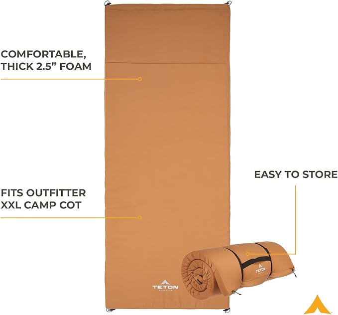 Teton Outfitter Canvas Camping Pad Comfort Infused Sleeping Pad Glamping Level Comfort with a Cloud Like Mattress Perfect with Outfitter Camp Cots