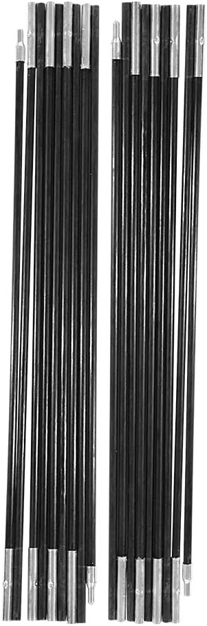 VGEBY Fiberglass Tent Pole 4.9M Foldable Camping Tent Support Rod for Outdoor Sunshelter Replacement (2 Poles 9-Section Lightweight Wind-Resistant)
