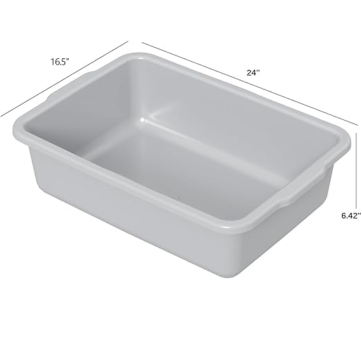 Set of 4 35 L Large Commercial Bus Tubs Restaurant Plastic Bus Box Gray