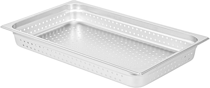 Restaurantware Perforated Hotel Pan 1 Count Full Size Anti-Jam 2.5â€ Deep Freezable 24 Gauge Stainless Steel Steam Pan - Lid Sold Separately for Use in Commercial Kitchens and Catering Events