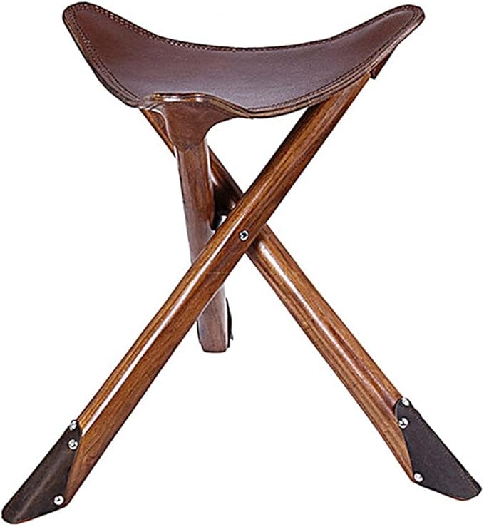 Fishing Chair Portable Folding Fishing Chair Outdoor Leather Cowhide Camping Chair Retro Super