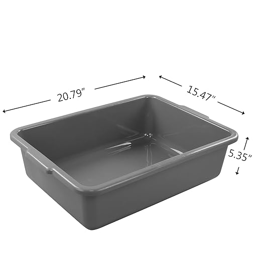 4-Pack 22 L Plastic Utility Bus Tub Commercial Wash Tub Bus Box Gray