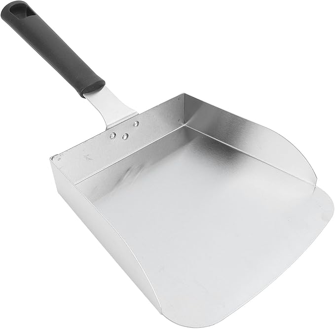 Fabater Stainless Steel Griddle Scoop Wide Opening Design Large Griddle Scoop Food Shovel with Ergonomic Handle for Home Restaurant
