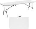 VEVOR Folding Table Heavy Duty Portable Fold-in-Half Utility Table Indoor Outdoor Plastic Rectangle Table with Built in Handle for Party Dining Wedding Events Picnic Camping 8 ft White