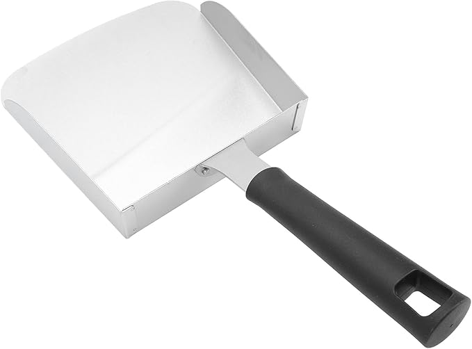 Large Griddle Scoop Stainless Steel Food Shovel Grill Food Mover with Wide Mouth Design Ergonomic Handle Burger Spatula for Stir Fry and Fried Foods