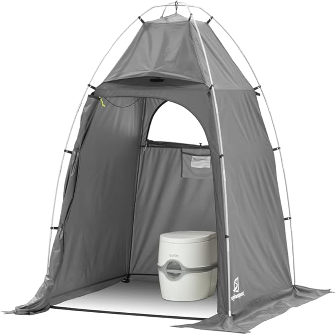 SylvanSport Privy Bivy Privacy Tent - Windproof Portable Shelter for Camping Toilets &amp Changing Room - 6′ 8″ of Interior Height - Easy Setup - Pop-Up Pod with Window for Camping Beach &amp Tail
