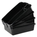 Jekiyo 4 Pack Small Commercial Bus Tub Box 8 Liter Plastic Bus Tray Black Wash Basin