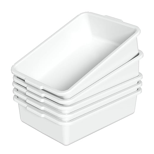 8 L Small Commercial Bus Box Plastic Bus Tub White 5-Pack