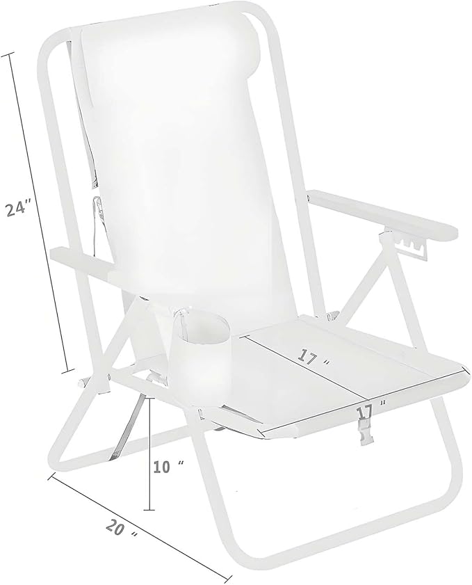 Beach Chairs for Adults 5 Level Adjustable Positions Beach Chair with Headrest Cup Holder Towel Rack &amp Armrests Lightweight Portable Lay Flat Camp Chairs for Lawn Concert Garden Picnic Blu
