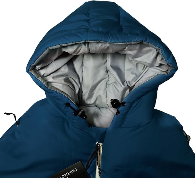 Thermotuff Wearable Sleeping Bag with Dual Hoodie Long Sleeves Pockets &amp Adjustable Drawstring - Ideal for Camping Cold Weather Hiking and Stadium Sak Blanket (Blue L-XXL)