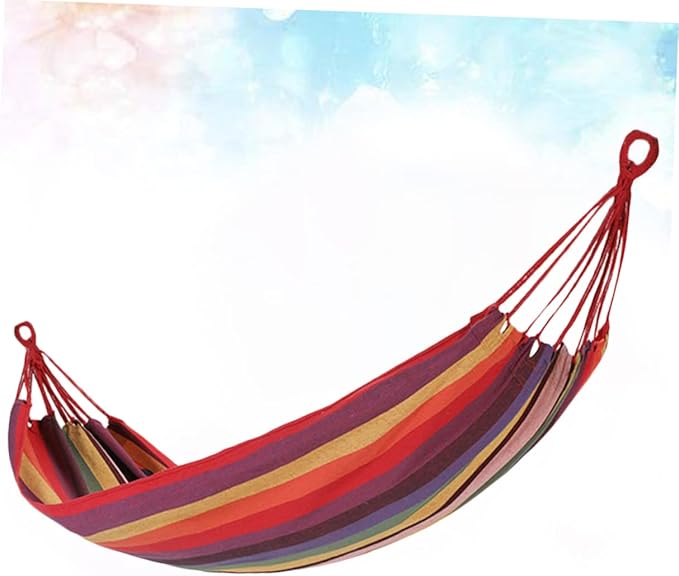 BESPORTBLE 280x100cm Portable Canvas Hammock for Outdoor Camping Travel Garden Use Comfortable Double-Single Design Tree Straps and Carry Bag