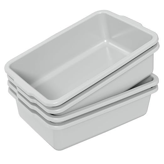 35 L Large Bus Tubs Plastic Commercial Bus Bin Light Gray 4 Packs