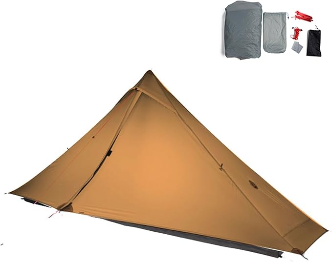 3FULGEAR Lanshan1 Pro Outdoor Ultralight Camping Tent for 1 Person 3/4 Season Professional 20D Nylon Double Sided Silicone Tent Camping Trekking Kayaking Climbing Hiking