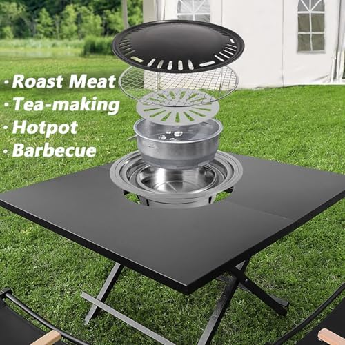 Portable Grill Table - Folding Outdoor Cooking Table for BBQ Picnic Camping Hiking Beach - Quick Installation Durable Construction