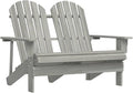 2-Seater Adirondack Outdoor Chair Grey Solid Fir Wood 33.7 x 47 x 35.2 in Matte Finish Rustic Loveseat for Garden Patio Terrace Porch