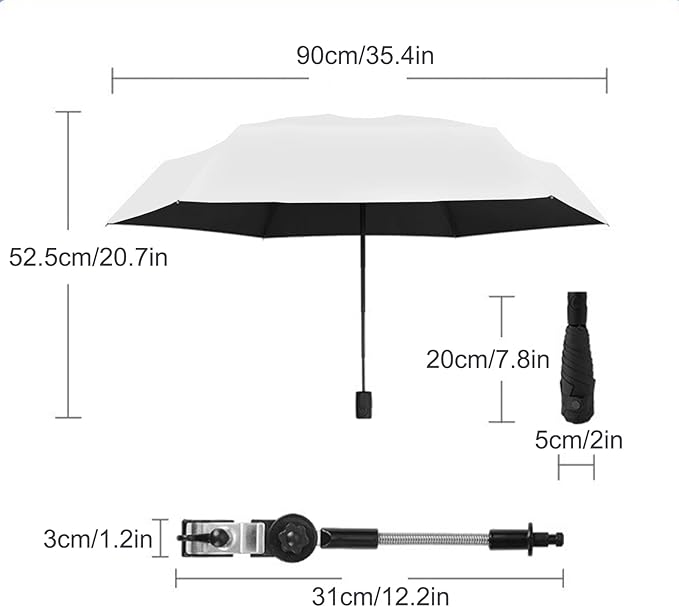 Chair Umbrella with Clamp Adjustable Umbrella for Chair Stroller Umbrella Parasol Waterproof Umbrella for Beach Chair Wheelchair Stroller Camping Chair