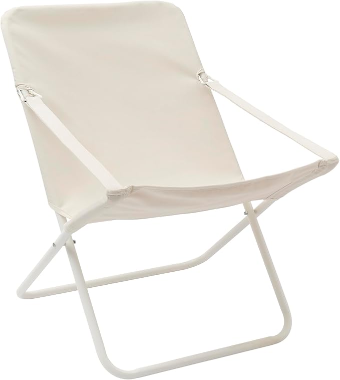 SUNNYLiFE Sun Chair Casa Cream Outdoor Foldable Chair Lightweight Water Resistant Polyester &amp Iron Cream 21.65 x 21.65 x 31.5 inches 6.61 lbs