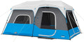 CORE Instant Cabin Tents with LED Lights | 6 Person / 9 Person / 12 Person Family Multi Room Lighted Pop Up Tents for Camping | Included Storage Pockets for Camping Accessories