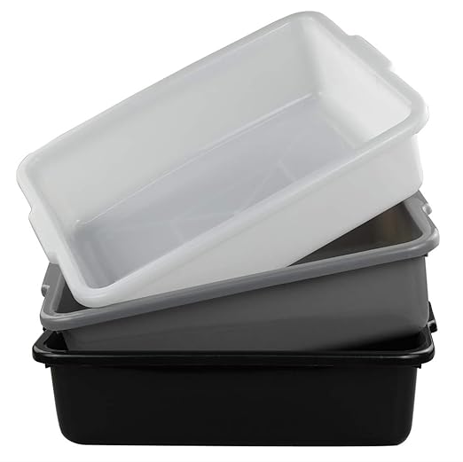 Vababa 3-Pack Plastic Commercial Bus Box 13 L Kitchen Bus Tub