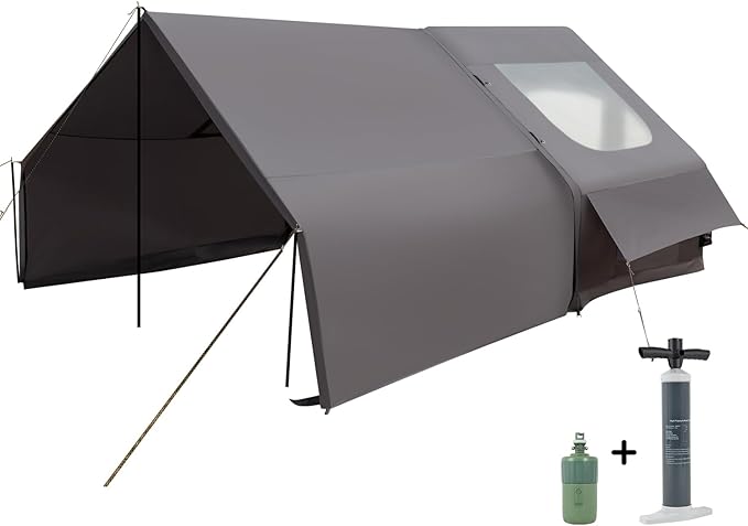 Inflatable Camping Tent with Electric Air Pump - 420D Heavy Duty Oxford - 5 Min Auto-Inflation - Panoramic Stargazing Skylight - 4 Season Luxury Glamping Cabin 4-10 Person Multiple Sizes