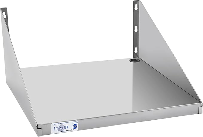 Profeeshaw Stainless Steel Microwave Shelf 24x24 Heavy Duty Wall Mounted Floating Shelf NSF Certified Appliance Rack for Commercial &amp Home Kitchens Restaurants Hotels Bars