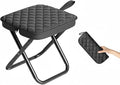 11.8 Foldable Backpack Stool Carbon Steel Collapsible Portable Pocket Chair Thickened Folding Camp Stool 350lbs for Adults Hiking Purse Stools Black