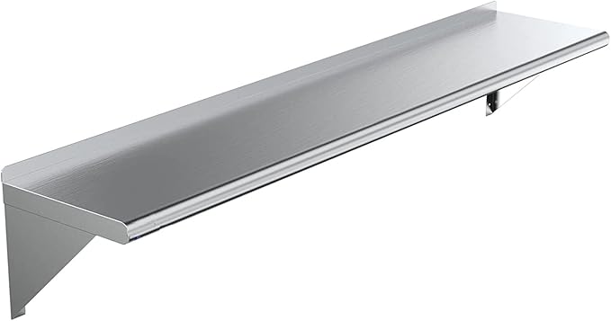 NSF Certified 18 Gauge Heavy Duty Stainless Steel Wall Shelf with Brackets for Kitchens Utility Rooms Storage Offices &amp Home (72x12)