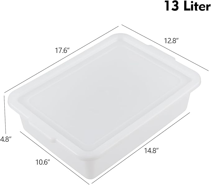 13 L Commercial Bus Boxes with Lids White Plastic Food Service Bus Tub 3 Pack