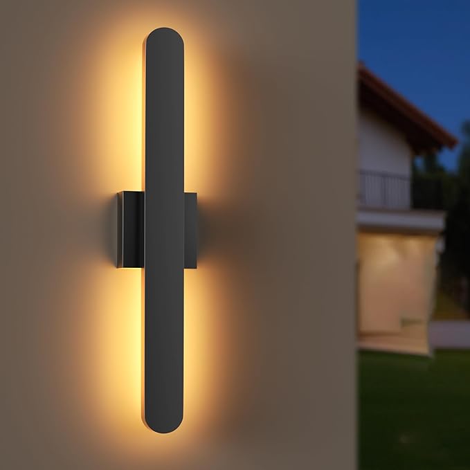 LED Outdoor Wall Lights23.6 Modern Black Outside Porch Light for House3 Color Dimmable Exterior Lighting FixtureIP65 Waterproof Linear Exterior Wall Sconce for HallwayGarage Lamp