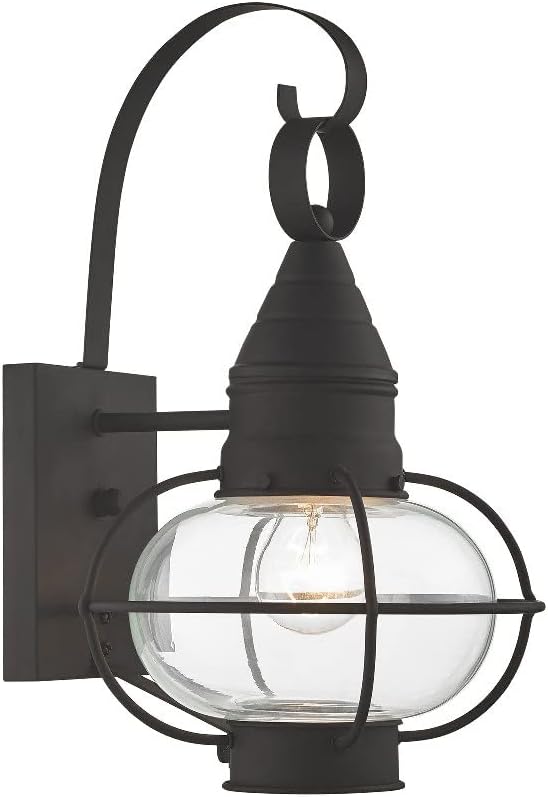 Livex Lighting 26901-04 Transitional One Light Outdoor Wall Lantern from Newburyport Collection in Black Finish 8.75 W x 14.75 H