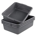 Kiddream Set of 4 Rectangle Bus Tubs 24 Quart Plastic Commercial Bus Trays Grey