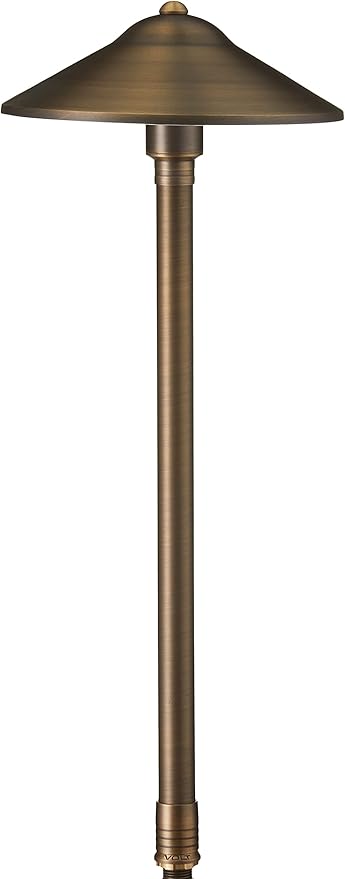 VOLT Max Spread 12V Solid Cast Brass Path Light (25 Tall 9 Shade) for Low Voltage Landscape Lighting on Outdoor Pathway Walkway Garden Driveway or Patio