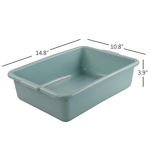 4 Pack Versatile Plastic Bus Box 8 L Small Commercial Bus Tubs 14.8 x 10.8 x 3.9