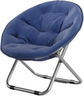 Comfortable Folding Moon Chair with Backrest - Adult Lazy Sofa for Leisure &amp Beach(Blue)