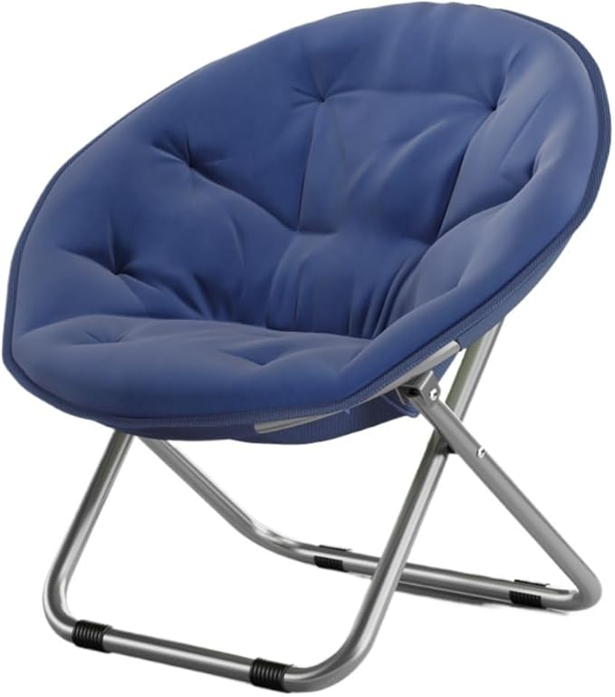 Comfortable Folding Moon Chair with Backrest - Adult Lazy Sofa for Leisure &amp Beach(Blue)