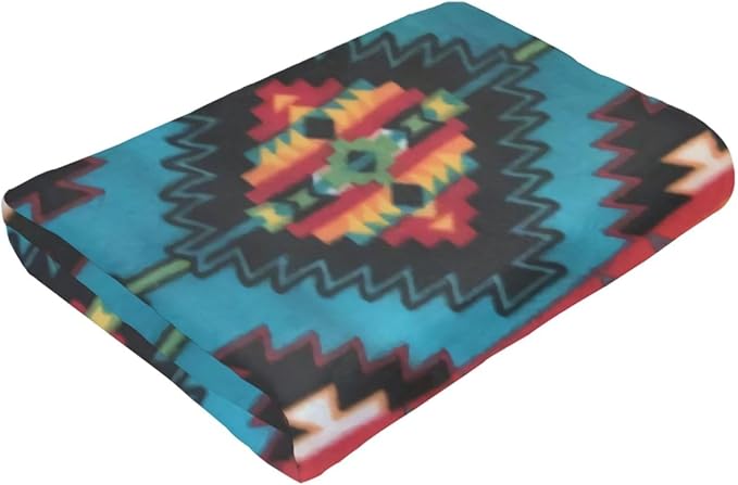 80X60 Southwestern Native American Lightweight Flannel Blanket - Soft and Breathable Polyester Suitable for Travel Camping and Home Decoration
