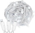 Novelty Lights 34ft Christmas String Lights 100 Pure White LED Bulbs on White Wire 4 Spacing Connectable Indoor Outdoor Commercial Grade Lighting for Holidays Patio Weddings